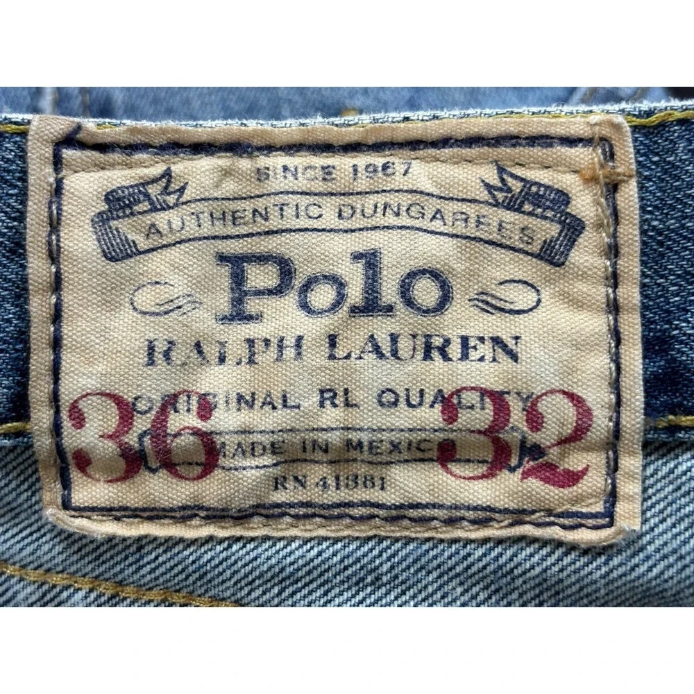 Polo Ralph Lauren Jeans Mens 36x32 (38x31) Blue Straight Fit Zip Fly Denim